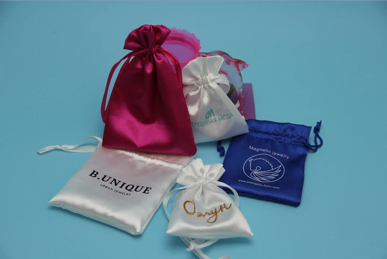 High quality drawstring Satin pouches for jewelry gift accessories