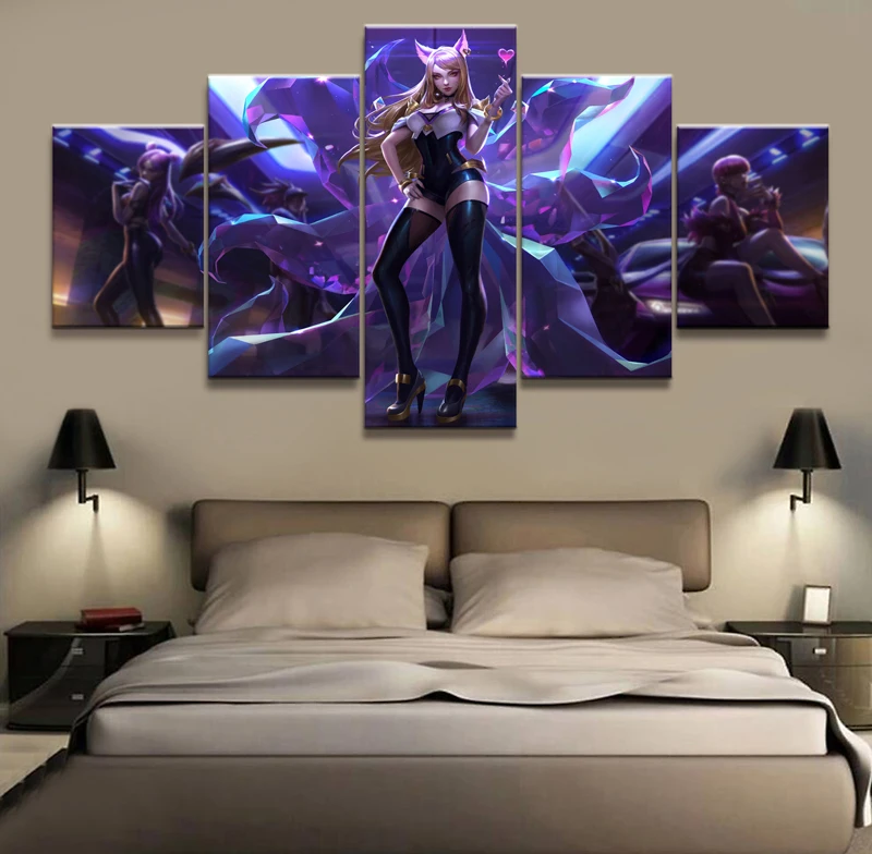 

Home Decor Modular Canvas Picture 5 Piece Beauty Anime Cartoon League of Legends LOL Game Painting Poster Wall Canvas