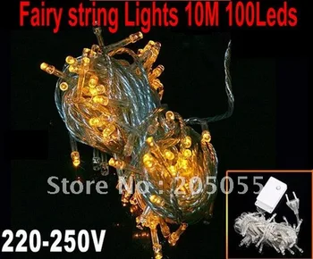 

10M/32FT 100 LED Wedding Party Christmas tree Fairy String Lights LED STRING XMAS Holiday decoration with Tail plug- Yellow