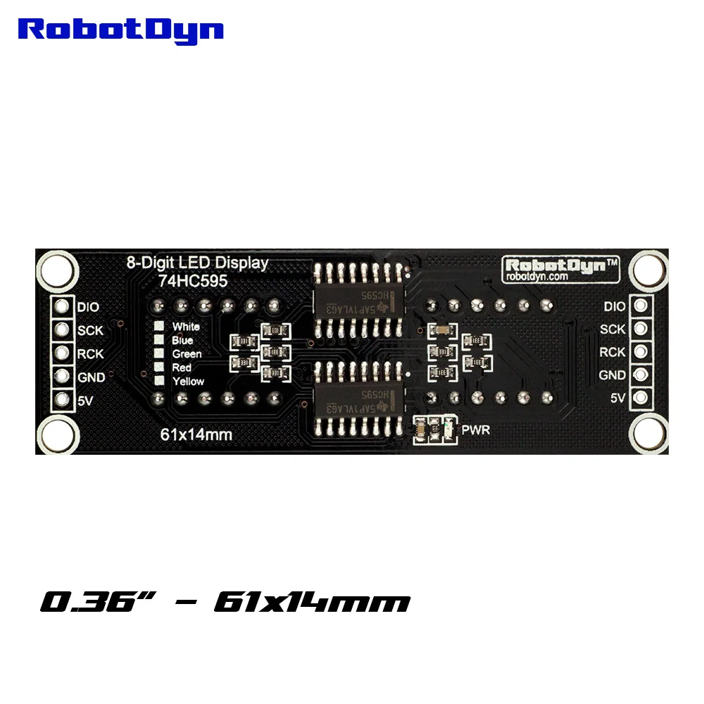 8 Digit DEL 7 Segments Display Module 0.56/" Green 74hc595 Driver robotdyn