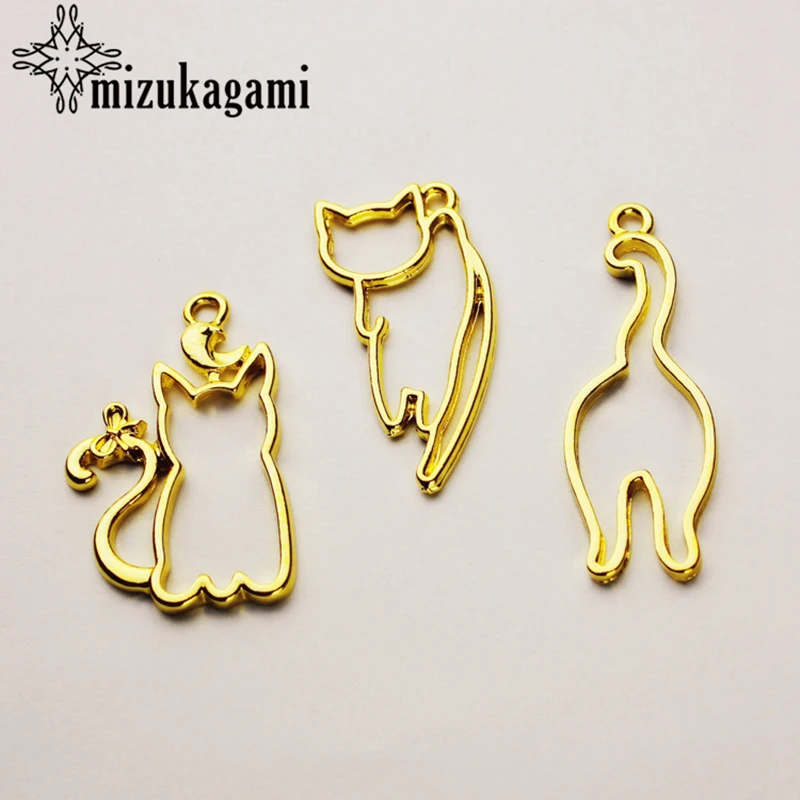 

20pcs/lot UV Resin Zinc Alloy Metal Frame Pendant Gold Cartoon Animal Charm Bezel Setting Cabochon Setting