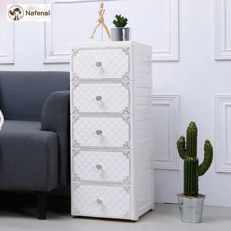 PP plastic storage box European style with wheel and 4