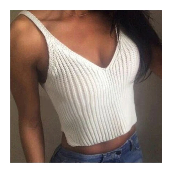 Sexy Women's Crop Top Bohemian Style Tight Bra Vest Knit Summer V-neck tops Bralette Streetwear Tank Top