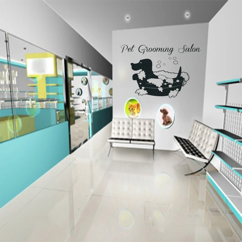 

Sticker pet grooming salon bathing dog vinyl wall sticker picture wallpaper mural wall applique wall artist decoration DW0101