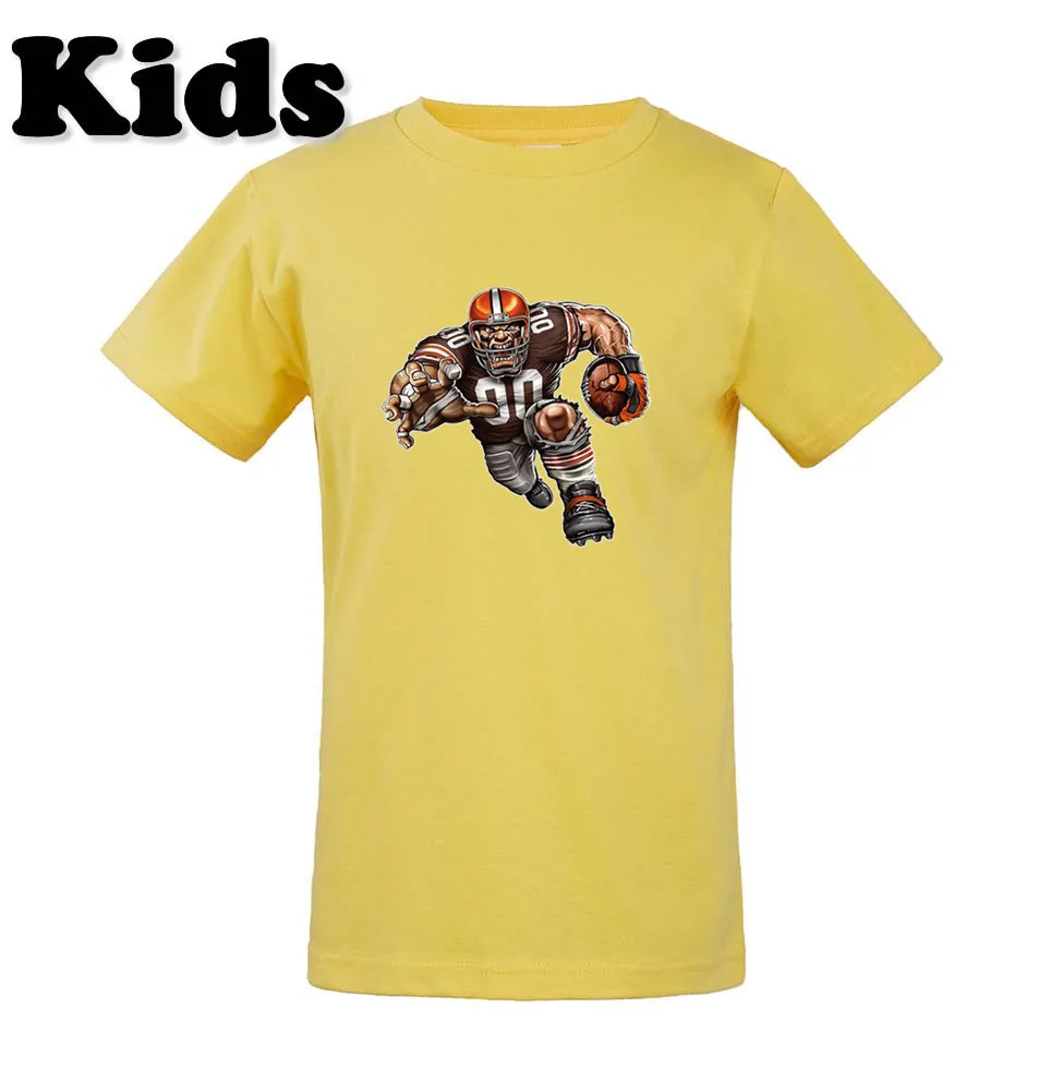 

2019 Baby Boys Girls Strong Cleveland Barreling Brown o-neck tee Comic Cartoon T Shirt For Browns fans gift 0514-15