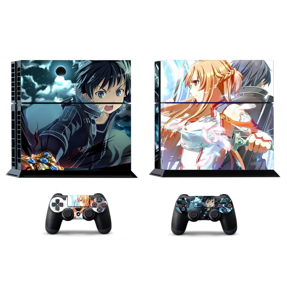 Стикеры для PS4 Sword Art Online 395 наклейки виниловые Sony PlayStation 4 и 2 контроллера PS4|online