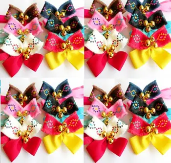 

120pc/lot Pet Dog Flower bell holiday Bow Ties Cute Neckties Puppy Cat Ties Accessories Grooming Supplies LY921-10