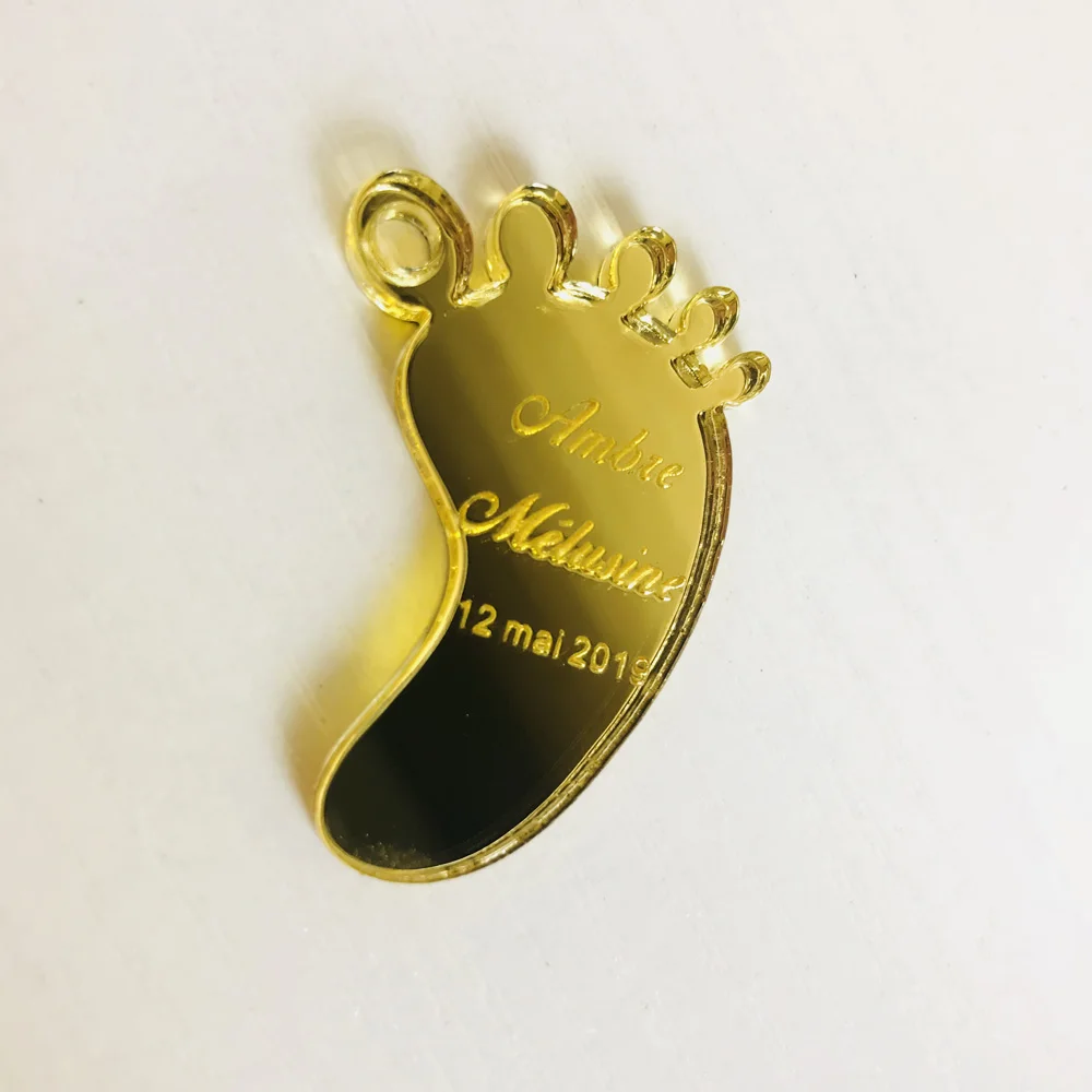 50 pieces Personalized Wedding Gold Mirror Heart Tag Party Favors gift Wedding Decor,Custom Wedding Table Decor  Souvenirs Tag (1)