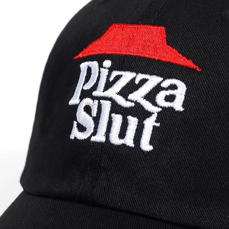 Новинка, унисекс, мультяшная Кепка Pizza slut с вышивкой, Регулируемая Кепка для папы, мужская хлопковая бейсболка, женская кепка в стиле хип-хоп, Кепка для гольфа