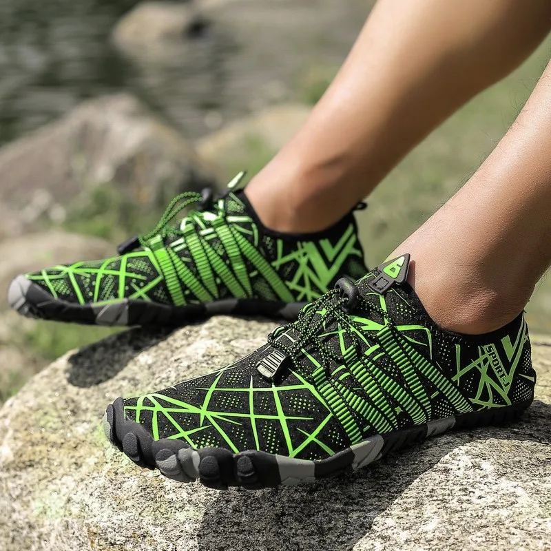 Новая летняя Уличная обувь для мужчин женщин легкая дышащая сетка крик пляжная быстросохнущая болотных восходящих рыболовные сети воды - Цвет: 6905-Green