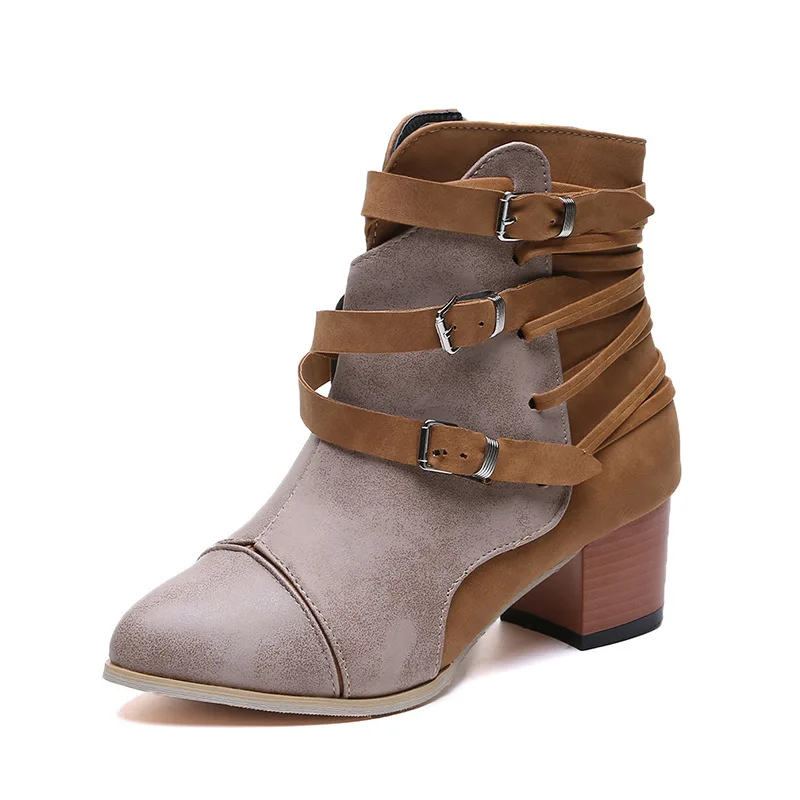 

2019 Europe and the United States new thick with the side pull foreign trade large size short boots 0228