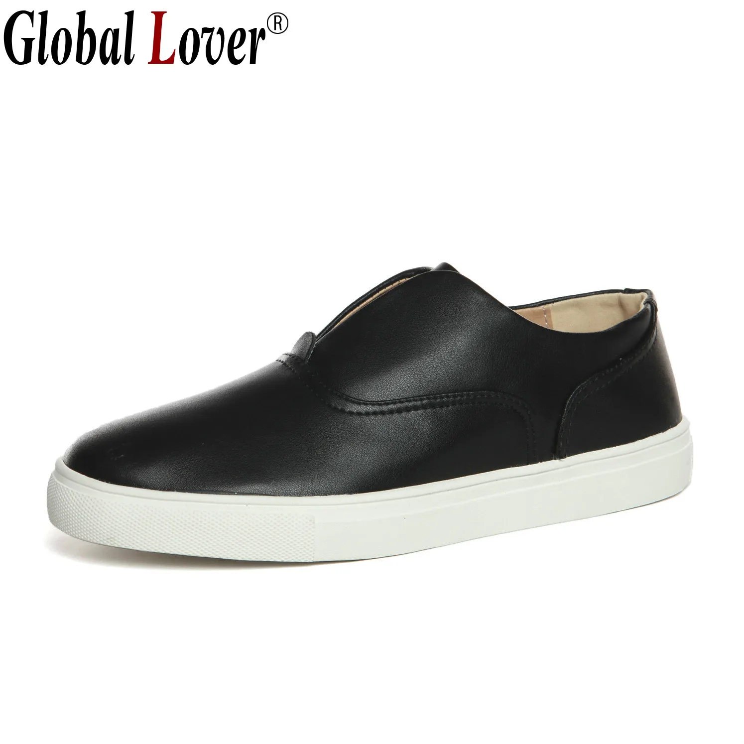 

Global Lover 2016 New Spring Desinger Flats Summer Casual Penny Mens Black White Men Fashion Loafer Shoes Men Luxury Big Size 48