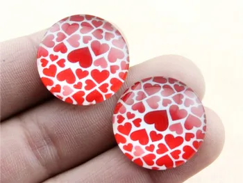 

10pcs 25mm 20mm Handmade Pattern Hearts Glass Cabochon G-0072