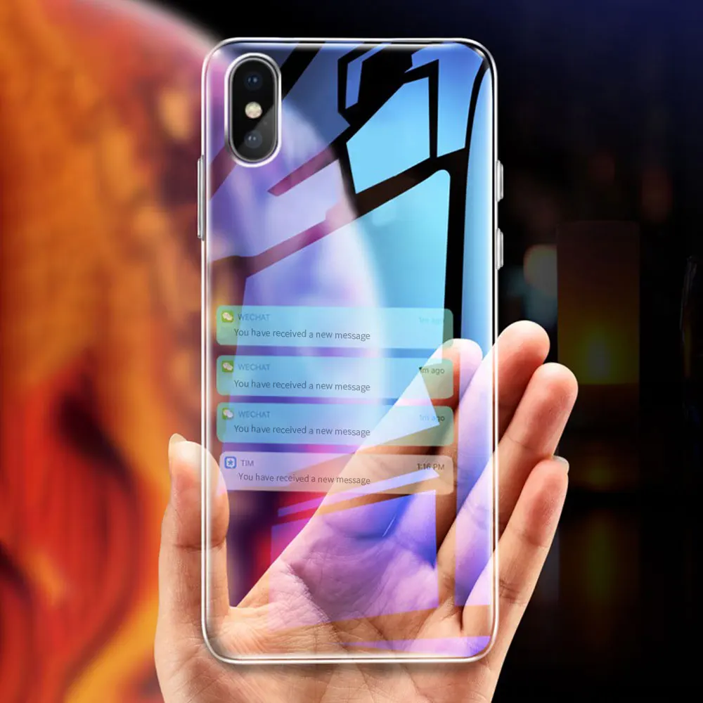 KISSCASE Tempered Glass Phone Case For iPhone 7 8 XR XS MAX Aurora Laser Protective Cases X 6 6s Plus Cover |