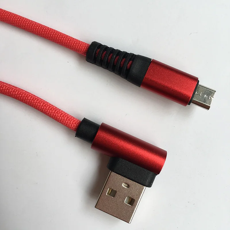 KKREFF 2 м 90 градусов цветной тканевый плетеный провод Micro USB кабель для samsung J4 J5 J6 J7 Xiaomi Redmi Note 5 зарядный кабель