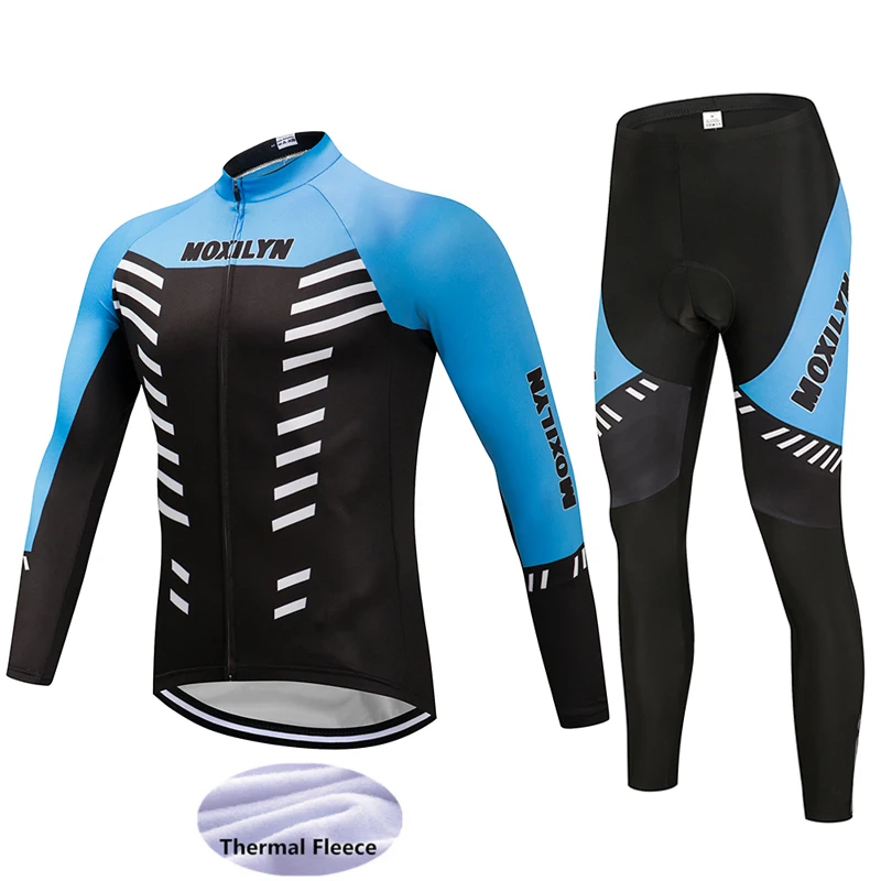 

2019 Winter Men Cycling Jersey Sets Fleece Pro team Warm Long Sleeve Mtb Cycling Clothing Bicycle Bike