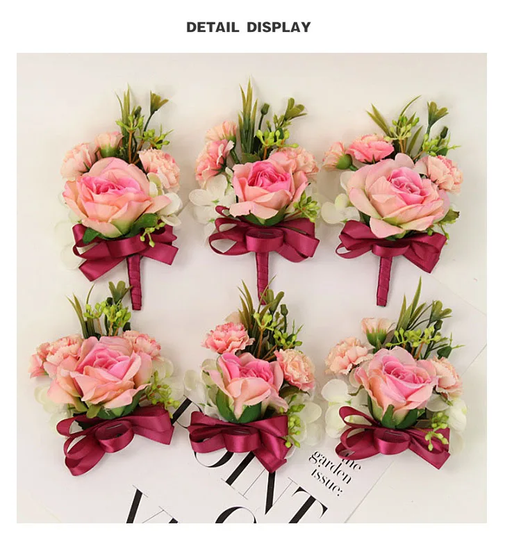 bridesmaid bracelet wedding corsage flowers roses artificial  (14)