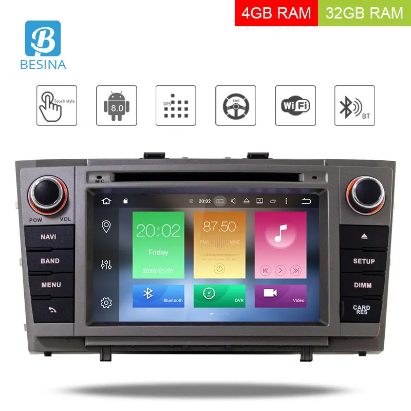 

Besina Android 8.0 Car DVD Player For Toyota Avensis T27 2009-2014 GPS Navigation 2 Din Car Radio Multimedia 4G+32G Stereo RDS