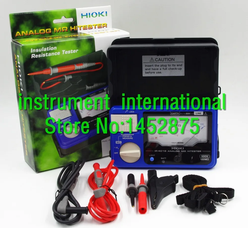 

HIOKI IR4016-20 Single-Range 500V/100Mohm Analog Insulation Resistance Tester