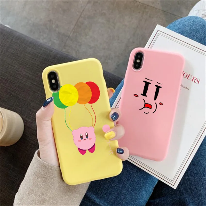 

Cute Pink Kirby Mass Attack Case For iPhone X 7 Plus XS 10 Case Silicone Phone Cover cases For iPhone 6S 8 6 Plus XS Max Case