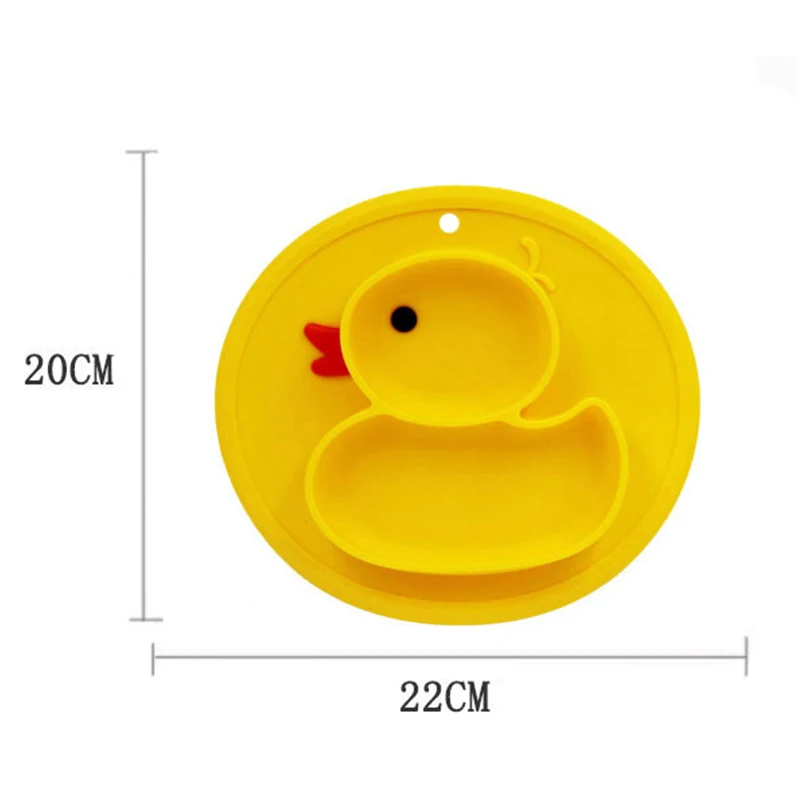 Детские Силиконовые обеденные тарелки милый мультфильм утка малыш ребенок тренировочная тарелка поднос посуда Дети еда чаша для кормления Посуда Нескользящая