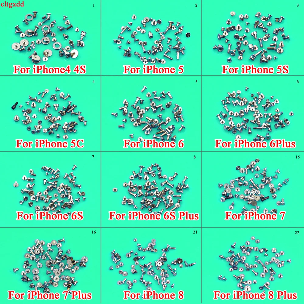 

cltgxdd Screws Full Screw Set for iPhone 4 4S 5C 5S 5G 6G 6s 6 7 7P 8 8 plus X Repair bolt Complete Kit Replacement Parts