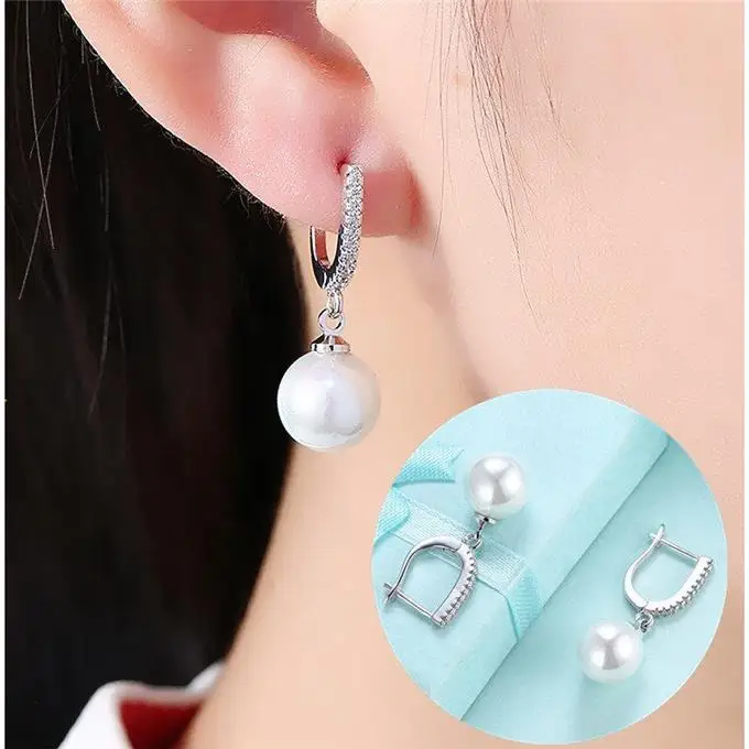 

Fashion huggie with pearl pendant women earrings in gold or silver color