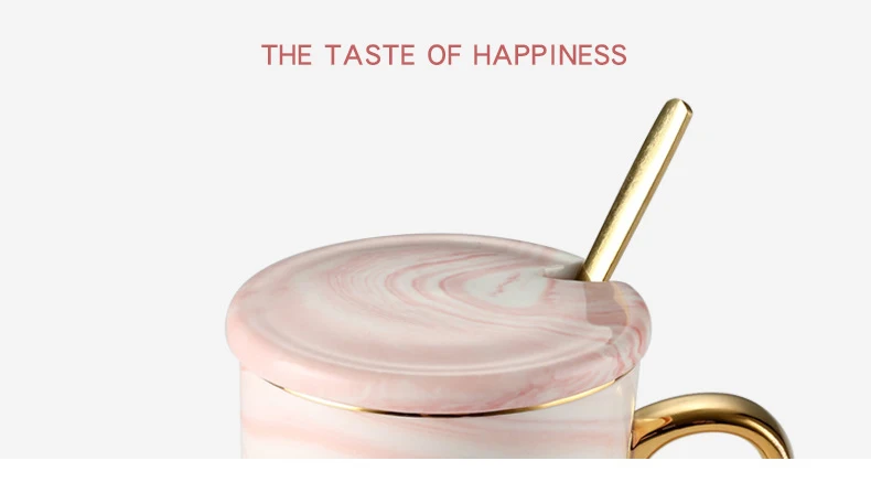 Креативная керамическая Европейская мраморная кофейная кружка INS с фламинго, чашка для чая, молока с золотой ложкой, золотая линия, ручка с крышкой, Подарочная коробка для влюбленных