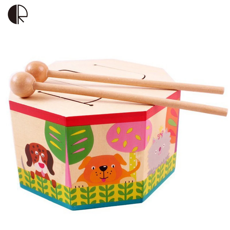 Kids Toys Wooden Drum For Early Education Musical Toys For Children