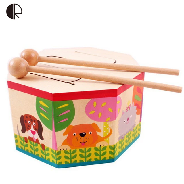 Los niños Juguetes Musicales de Tambor De Madera Para La