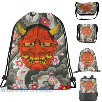 

Funny graphic print shoulder Bags women Hannya Single shoulder backpack travel for men Gym Bag