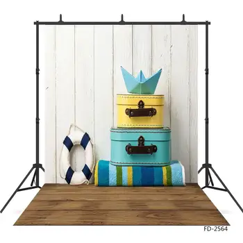 

Baby Suitcase Paper Boat Swim Ring Photographic Backdrops Vinyl Cloth Photo Background Photo Shootings for Baby Children Newborn