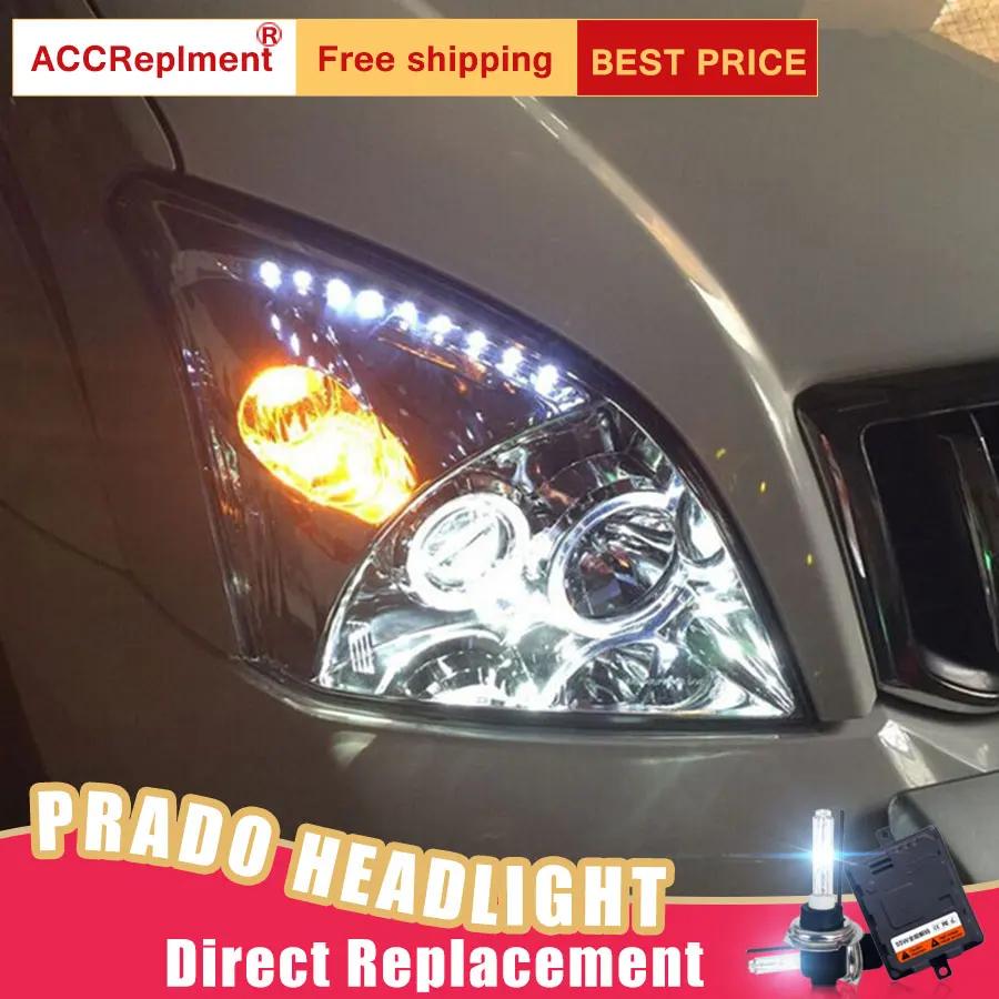 2 шт. светодиодный фары для Toyota prado 2003-2009 автомобиля Ангельские Глазки ксенон HID