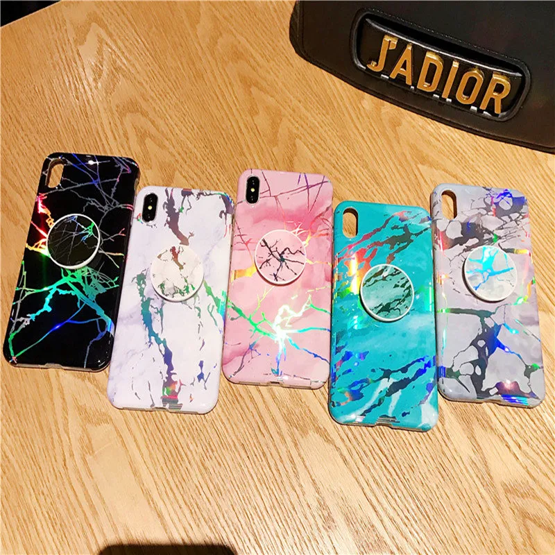 

H.X.S For NEW Appel iphone marble laser dazzle color series air bag bracket shell