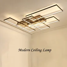 DIY Кофе или белая отделка прямоугольник современных Led Люстра для Гостиная Спальня кабинет Потолочная люстра светильники