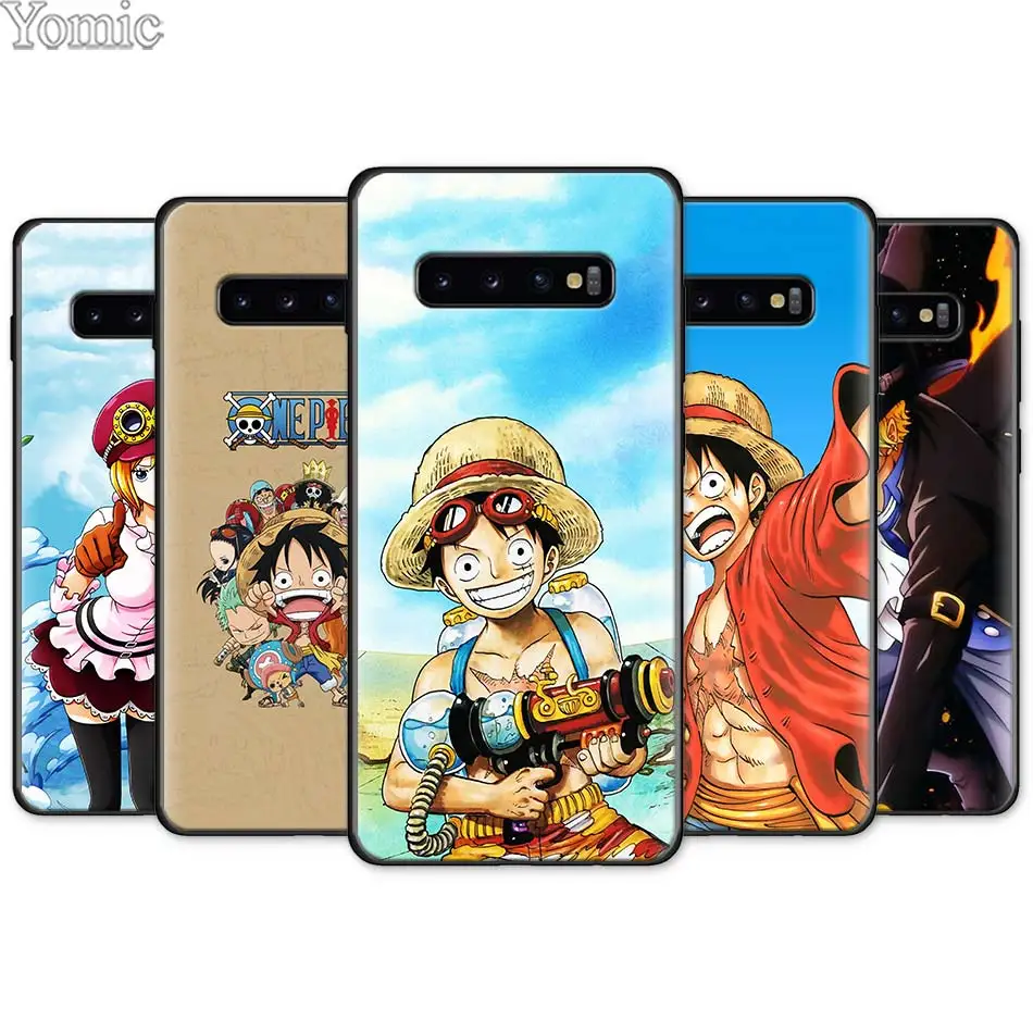 

One Piece Luffy Anime Black Silicone Case for Samsung Galaxy S10e S10 S8 S9 Plus S7 A40 A50 A70 Note 8 9 Soft Case Cover