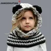 Cagoule d'hiver pour petites filles de 1 à 7 ans, 8 styles, chapeaux d'hiver faits à la main, écharpe enveloppante en renard, chapeaux tricotés en laine pour enfants, automne ► Photo 1/6