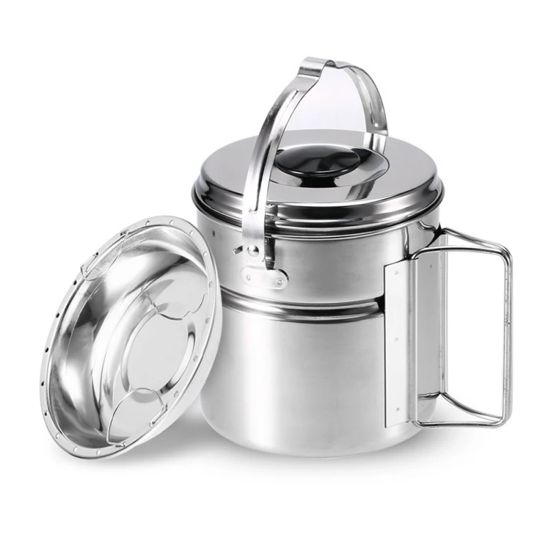 

Ultralight Camping Cookware Hanging Pot 304 Stainless Steel Pot for Camping Picnic Cooking Travel Activities