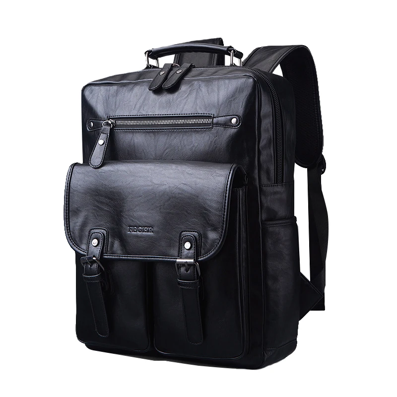Quality Men&#39;s Leather Backpack High School Bags for Teenagers Male Black Brown Color Fashion ...
