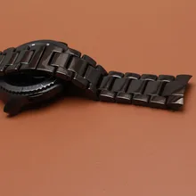 Ceramic Watch Band Strap solid Link Bracelet fit gear s3 men wristwatchband 22mm polished black watchbands new curved ends 2017