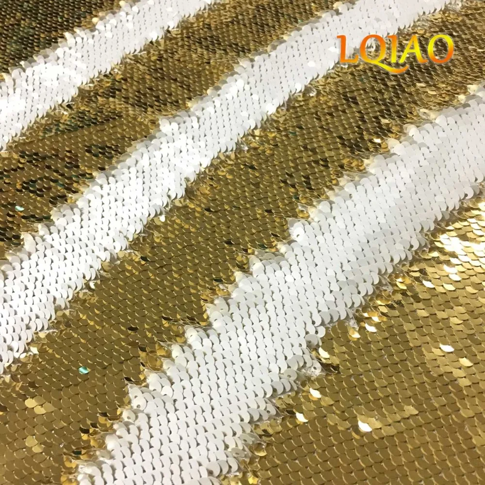 Light Gold White sequin fabric-005
