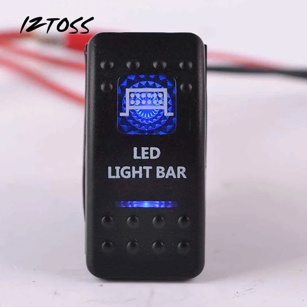 IZTOSS Car Blue LED Light Bar Toggle Switch 12V 20Aswitch 12v 20a