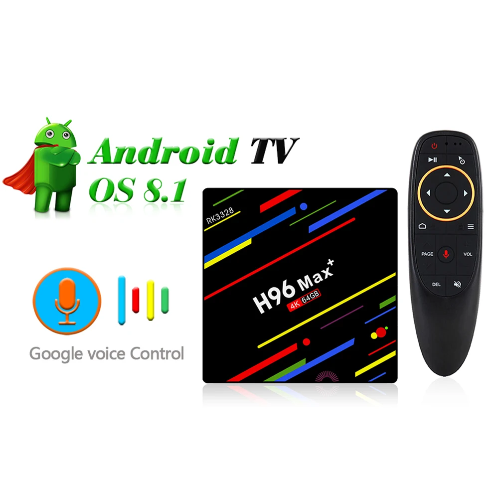 Новый H96 MAX Plus ТВ-бокс Android 9,0 Smart set top Box с голосовым пультом дистанционного управления RK3328 4 Гб 64 Гб 5 г Wifi H.265 медиаплеер