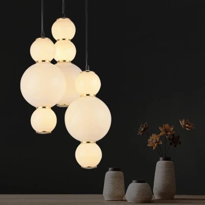 Скандинавский современный жемчужный акриловый подвесной светильник для гостиной, подвесной светильник для столовой, белая акриловая лампа с шариками