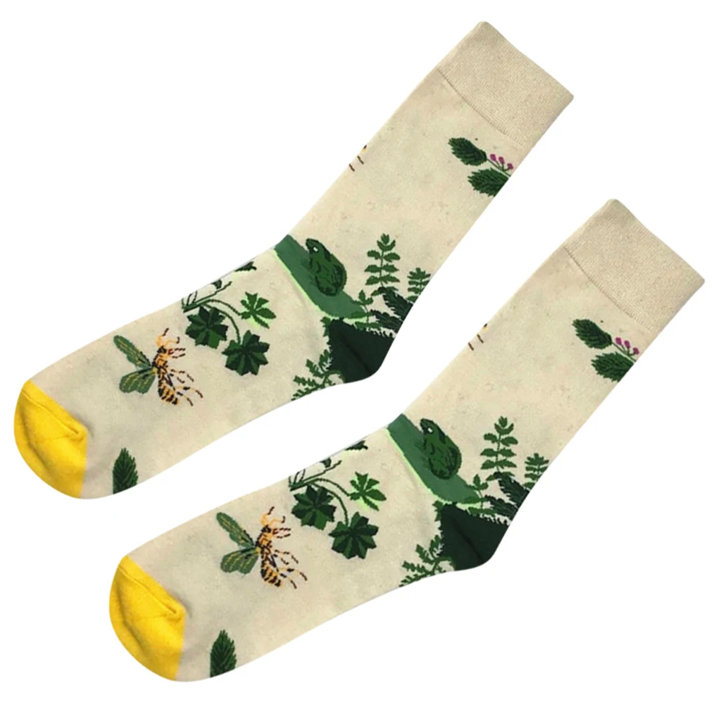 1 Pair Novelty Men’s Casual Cotton Crew Socks Stockings Brightly Colored Animal Patterns
