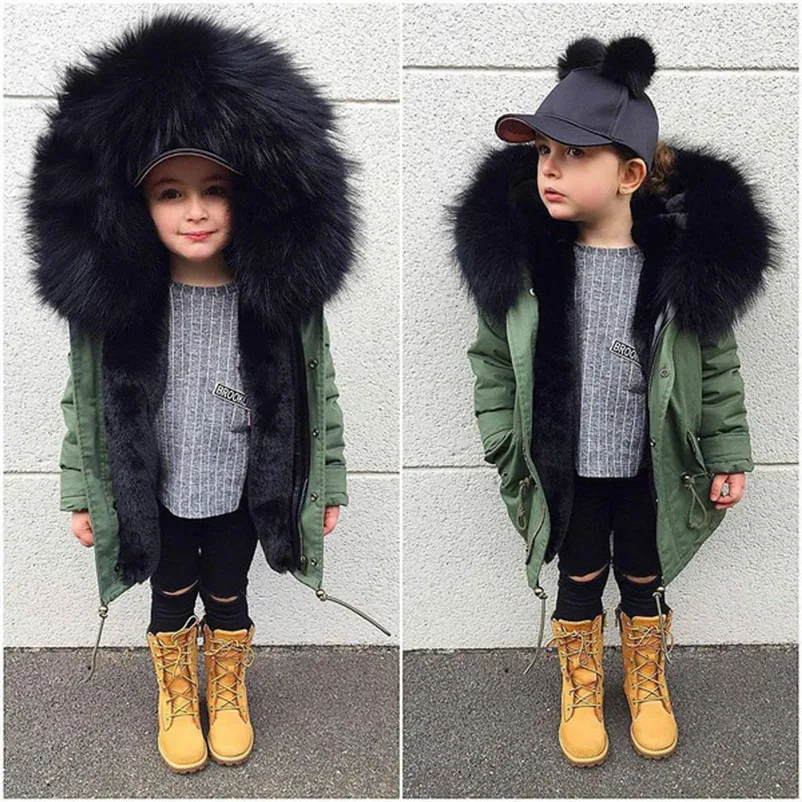 

Children Thick Cotton Hooded Jacket 2018 Brand Winter Warm Wear Fashion Toddler Coats Boys Girls Big Fur Hoodies Outwear Coats20
