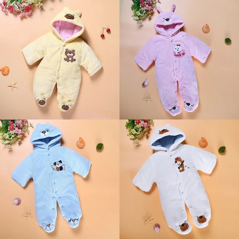 Bear Baby Rompers Warmer Hooded Coats Baby Boys Clothes Newborn Jumpsuits Outfits Long Winter