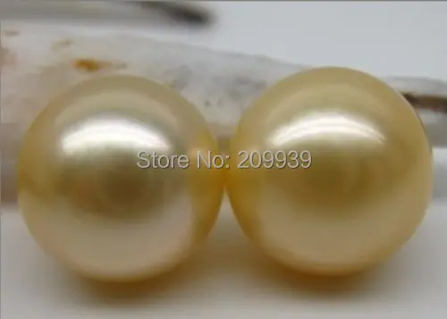 

huij 00277 PAIR OF 12-13MM PERFECT ROUND SOUTH SEA GENUINE GOLD LOOSE PEARL UNDRILLED