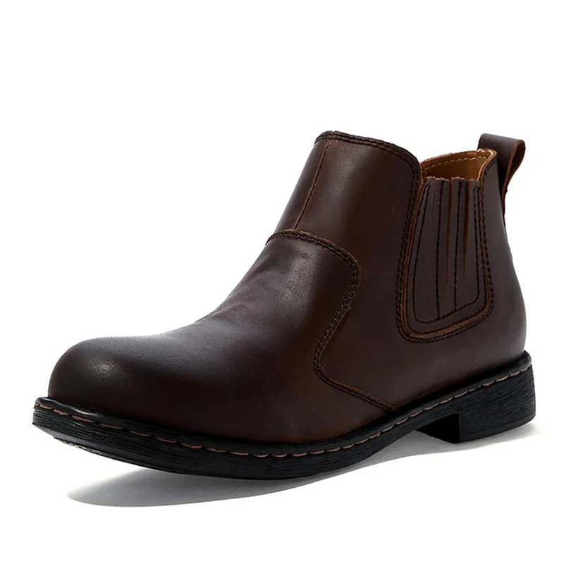 

New High Quality Crazy Horse Leahter Male Tooling Boots Fashion Vintage Cowhide Handmade Elastic Top Western Men Boots
