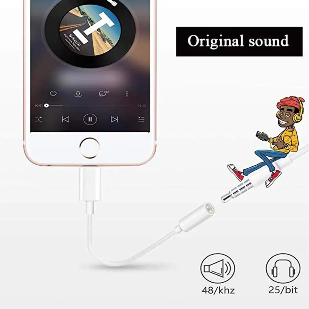 Headphone Adapter For iPhone 7 8 X AUX Adapter For Lightning Female To 3.5mm Male Adapters Headphone Jack Cable